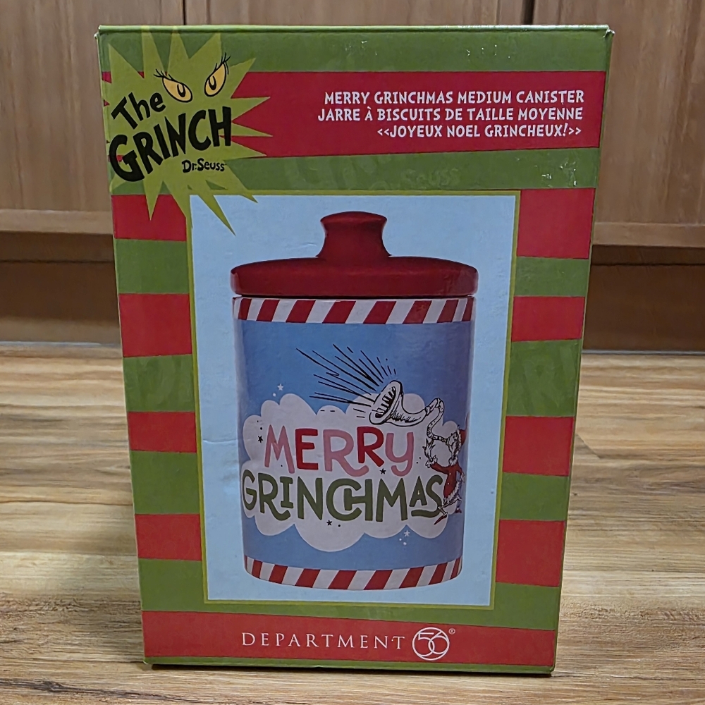 NIB Dept 56 Grinch Cookie Canister Merry Grinchmas 2022